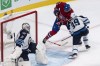 Paul Chiasson / THE CANADIAN PRESS
Montreal Canadiens' Alex Galchenyuk breaks his stick as he tries to get the puck past Winnipeg Jets goalie Ondrej Pavelec and defenceman Tobias Enstrom during first period NHL hockey action Tuesday in Montreal.