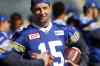 Phil Hossak / Winnipeg Free Press
Bombers QB Matt Nichols smiles ear to ear at the team's walk through practice Friday morning.