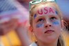 A spectator looks on prior to an international friendly soccer match between the Unites States and Mexico, Sunday, May 26, 2019, in Harrison, N.J. (AP Photo/Julio Cortez)