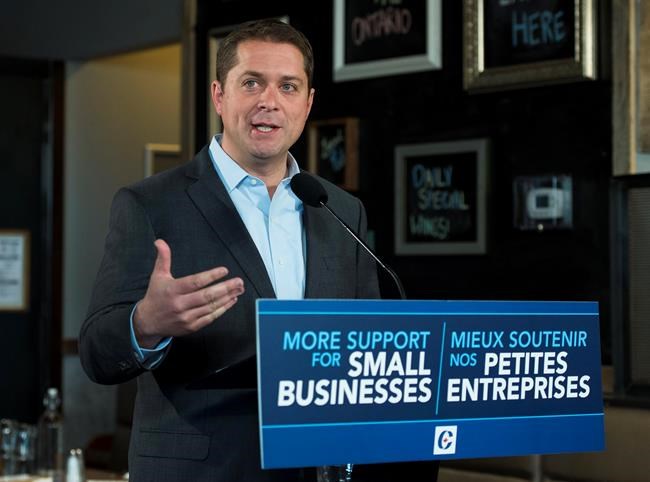 Federal Conservative leader Andrew Scheer makes a campaign stop in Thorold, Ont., on Tuesday, September 24, 2019. THE CANADIAN PRESS/Nathan Denette