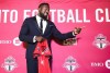 Toronto FC striker Jozy Altidore poses for photographers after speaking to the media after receiving a new long term contract in Toronto on Thursday, February 28, 2019. THE CANADIAN PRESS/Nathan Denette