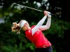 Canadian Brooke Henderson hits her tee shot on the 17th hole during second round of the CP Women's Open in Aurora, Ont., on Friday, Aug. 23, 2019. THE CANADIAN PRESS/Nathan Denette