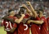 Toronto FC defender Ashtone Morgan (5) gets mobbed by teammates after scoring during second half MLS Soccer action against the New York Red Bulls, in Toronto on July 17, 2019. MLS club Toronto FC is in the drivers seat as it gets ready to host the USL's Ottawa Fury in the second leg of their Canadian soccer championship semifinal. THE CANADIAN PRESS/Nathan Denette