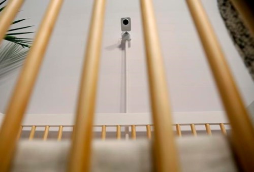 The Miku baby sleep and breathing monitor is on display at the Miku booth at CES International, Wednesday, Jan. 9, 2019, in Las Vegas. (AP Photo/John Locher)