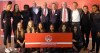Canadian Soccer Association executives and coaches pose with players from Ontario's regional EXCEL Centre after the CSA unveiled its 2019-21 strategic plan at a BMO Field news conference in Toronto on Monday, Feb.11, 2019. From left to right with the players are Canadian Soccer Association director of development Jason deVos, CSA general secretary Peter Montopoli, CSA vice-president Nick Bontis, CSA president Steven Reed Canadian women's coach Kenneth Heiner-Moller and Canadian men's coach John Herdman. THE CANADIAN PRESS/Neil Davidson