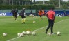 Cameroon soccer team coach Alain Djeumfa, right, watches a training session in Montpellier, France on Sunday, June 9, 2019. THE CANADIAN PRESS/Neil Davidson