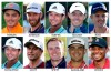 FILE - These are 2018 and 2019 file photos showing some of the golfers expected to compete in the British Open golf tournament. Shown are: Rickie Fowler, Dustin Johnson, Brooks Koepka, Rory McIlroy, Justin Rose, Xander Schauffele, Adam Scott, Jordan Spieth, Gary Woodland and Tiger Woods. (AP Photo/File)