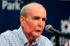 FILE - In this Aug. 7, 2017, file photo, Philadelphia Phillies Chairman David Montgomery speaks during a news conference in Philadelphia. The Philadelphia Phillies say the team's chairman has passed away after a lengthy battle with cancer. David Montgomery was 72. Montgomery's Phillies career began in 1971, working in the ticket office during the day and helping operate the scoreboard at night. (AP Photo/Matt Rourke, File)