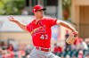 FILE - In this March 13, 2019, file photo, St. Louis Cardinals starter Dakota Hudson (43) delivers a pitch in the first inning during an exhibition spring training baseball game against the Miami Marlins, in Jupiter, Fla. The 6-foot-5 right-hander could be a bigger part of the Cardinals‚Äô pitching plans after a strong spring that includes a 1.72 ERA and 17 strikeouts over 15 2/3 innings. (AP Photo/Brynn Anderson, File)