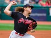 FILE - In this Aug. 30, 2018, file photo, Cleveland Indians starting pitcher Mike Clevinger delivers to the Minnesota Twins during the first inning of a baseball game in Cleveland. Mike Clevinger’s comeback is speeding along like one of his fastball. Cleveland’s starting pitcher has made startling progress from an upper back strain that threatened his season and was expected to sideline him for several months. However, the right-hander, who wasn’t expected to be able to pick up a ball for two months, will throw his second bullpen session on Friday, May 17, 2019. (AP Photo/Phil Long, File)