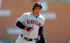 FILE - In this Tuesday, April 9, 2019, file photo, Cleveland Indians' Leonys Martin rounds third base after his solo home run during the first inning of a baseball game against the Detroit Tigers in Detroit. The Cleveland Indians have designated outfielder Leonys Martín for assignment, Saturday, June 22, 2019. Martín, who overcame a life-threatening bacterial infection last summer, batted .199 with nine home runs and 19 RBIs in 65 games.(AP Photo/Carlos Osorio, File)