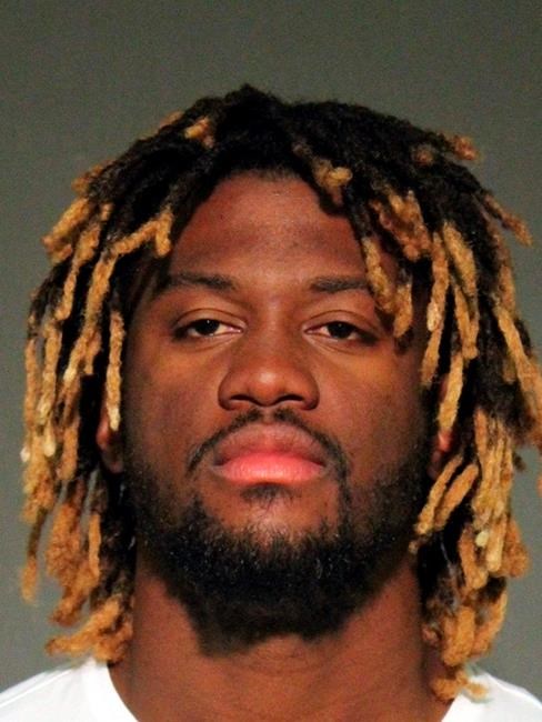 This photo provided Tuesday, May 28, 2019, by the Atlantic City Police shows Odubel Herrera. Philadelphia Phillies outfielder Odubel Herrera has been placed on administrative leave by Major League Baseball following his arrest in a domestic violence case at an Atlantic City casino. The commissioner's office put Herrera on leave Tuesday, a day after his arrest on an assault charge at the Golden Nugget casino. (Atlantic City Police via AP)