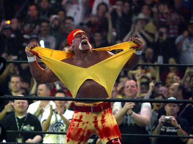 FILE - In this April 3, 2005, file photo, Hulk Hogan fires up the crowd between matches during WrestleMania 21 in Los Angeles. Banished nearly three years ago from the wrestling organization in disgrace, the Hulkster is holding out hope for a reunion this year with the sports entertainment giant. Hogan would love to bust out the red-and-yellow colors for the