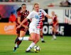 FILE - In this April 5, 2018, file photo, United States' Allie Long (20) blocks Mexico's Renae Cuellar (21) path to the goal during the second half of an international friendly soccer match, in Jacksonville, Fla. Defender Ali Krieger and midfielders Allie Long and Morgan Brian have been included on the U.S. national team roster for the Women‚Äôs World Cup in France. All three were widely considered on the bubble for the 23-player roster announced Thursday, May 2, 2019, by coach Jill Ellis. The United States is the defending champion of soccer‚Äôs premier tournament, which starts on June 7. (AP Photo/John Raoux, File)