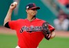FILE - In this May 20, 2019, file photo, Cleveland Indians starting pitcher Carlos Carrasco delivers in the first inning of a baseball game against the Oakland Athletics, in Cleveland. Carrasco has been diagnosed with a blood disorder. The team said Wednesday, June 5, 2019, that Carrasco had been feeling lethargic for several weeks. The Indians placed him on the 10-day injured list so the right-hander can “explore the optimal treatment and recovery options.”(AP Photo/Tony Dejak, File)