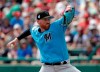 FILE - In this March 3, 2019, file photo, Miami Marlins pitcher Dan Straily throws to an Atlanta Braves batter during the first inning of a spring training baseball game in Kissimmee, Fla. Seeking to boost a thin starting rotation, the Baltimore Orioles agreed to a $575,000, one-year contact with Straily. The 30-year old right-hander‚Äôs deal was announced Friday, April 5. He would get a $250,000 assignment bonus if traded. (AP Photo/John Raoux, File)