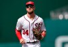 FILE - In this Sunday, Aug. 19, 2018 file photo, Washington Nationals' Bryce Harper runs in towards the dugout during a baseball game against the Miami Marlins in Washington. Bryce Harper met with the Los Angeles Dodgers on Sunday night, Feb. 24, 2019, a sign the market for the star free agent might be picking up as spring training enters its second full week. (AP Photo/Nick Wass, File)
