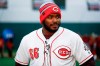 FILE - In this Jan. 30, 2019, file photo, Cincinnati Reds' Yasiel Puig takes questions from reporters during a media availability at the P&G MLB Cincinnati Reds Youth Academy, in Cincinnati. The Reds have been one of the busiest teams in the offseason, remaking their starting rotation and their everyday lineup through a series of trades that brought Yasiel Puig and three starters. (AP Photo/John Minchillo, File)