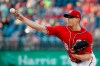 FILE - In this Saturday, Aug. 4, 2018 file photo, Washington Nationals starting pitcher Jeremy Hellickson throws during the first inning of the second baseball game of the team's doubleheader against the Cincinnati Reds at Nationals Park in Washington. A person familiar with the negotiations says that right-hander Jeremy Hellickson and the Washington Nationals have agreed in principle to a $1.3 million, one-year contract. The person spoke to The Associated Press on condition of anonymity Wednesday, Feb. 6, 2019 because the deal was subject to a successful physical exam. (AP Photo/Alex Brandon, File)