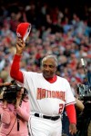 FILE - In this April 14, 2005, file photo, Washington Nationals manager Frank Robinson tips his hat to the crowd as he is introduced during their home opener against the Arizona Diamondbacks, at RFK Stadium in Washington. Hall of Famer Frank Robinson, the first black manager in Major League Baseball and the only player to win the MVP award in both leagues, has died. He was 83. Robinson had been in hospice care at his home in Bel Air. MLB confirmed his death Thursday, Feb. 7, 2019.(AP Photo/Evan Vucci, File)