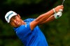 FILE - In this Sunday, Aug. 25, 2019 file photo, Hideki Matsuyama, of Japan, tees off on the second hole during the final round of the Tour Championship golf tournament in Atlanta. Matsuyama will compete against Tiger Woods, Rory McIlroy and Jason Day in a Skins competition in Japan on Oct. 21. (AP Photo/John Amis, File)