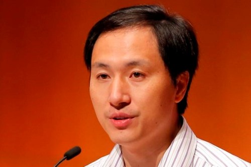 FILE - In this Nov. 28, 2018, file photo, He Jiankui, a Chinese researcher, speaks during the Human Genome Editing Conference in Hong Kong, where he made his first public comments about his claim to have helped make the world's first gene-edited babies. Emails obtained by The Associated Press show He told Nobel laureate Craig Mello about the gene-edited babies in April 2018, months before the claim became public. Mello objected to the experiment and remained an adviser to He's biotech company for eight more months before resigning. (AP Photo/Kin Cheung, File)