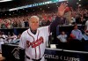 FILE - In this Oct. 11, 2010, file photo, Atlanta Braves manager Bobby Cox waves to fans after a loss to the San Francisco Giants in Game 4 of baseball's National League Division Series in Atlanta. Hall of Fame manager Cox remains hospitalized after suffering a stroke earlier this month. People familiar with the situation say that the former Braves skipper has resumed walking and has regained feeling in his right side since he fell ill on April 3, 2019. But the people say Cox, 77, has yet to regain his speech. The people spoke to The Associated Press, Friday, April 26, 2019, on condition of anonymity because neither Cox nor the Braves have publicly discussed his condition. (AP Photo/Dave Martin, File)