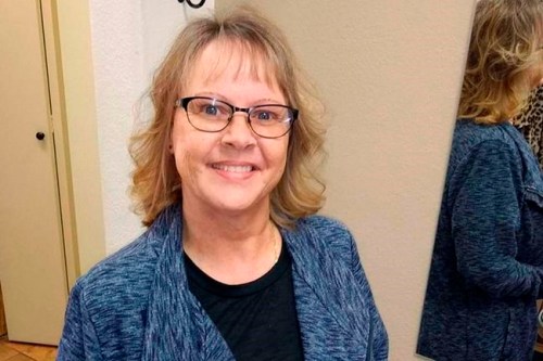 This March 12, 2019 photo provided by Brigitte Sagasser shows her in San Marcos, Calif. Sagasser, a participant in a federal study for rare cancers, seems to be benefitting from the treatment. Her tumors have been shrinking since starting the treatment a year ago for a rare type of ovarian cancer that defied surgeries, chemotherapy and hormone therapy. (Courtesy Brigitte Sagasser via AP)