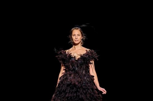 Christy Turlington Burns walks the runway in Marc Jacobs collection during Fashion Week in New York, Wednesday, Feb. 13, 2019. (AP Photo/Andres Kudacki)