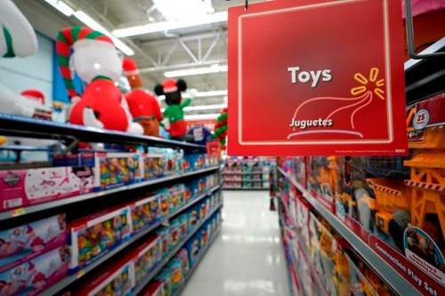 In this Friday, Nov. 9, 2018 photo, toys sit on the shelves at a Walmart Supercenter in Houston. Pediatricians say the best toys for young children are simple, old-fashioned toys like blocks and puzzles rather than costly electronic games or the latest high-tech gadgets. The advice is in a new report on selecting toys for young children in the digital era. It was published Monday, Dec. 3 by the American Academy of Pediatrics. (AP Photo/David J. Phillip, File)