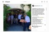 In this undated image posted on former President George W. Bush's Instagram account on Friday, Jan. 18, 2019, Bush, right, delivers pizzas to his secret service detail in Florida. The photo posted on Bush's Instagram and Facebook pages shows him delivering pizzas to the detail. On his posting, Bush said he and wife Laura 