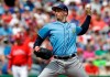 FILE - In this Monday, March 11, 2019, file photo, Tampa Bay Rays' Blake Snell pitches to the Philadelphia Phillies during the second inning of a spring training baseball game in Clearwater, Fla. The Rays bolstered a pitching rotation led by Cy Young Award winner Blake Snell. (AP Photo/Chris O'Meara, File)