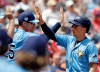FILE - In this Monday, March 11, 2019, file photo, Tampa Bay Rays' Brandon Lowe, right, high-fives teammates after scoring on a two-run single by Willy Adames during the second inning of a spring training baseball game against the Philadelphia Phillies in Clearwater, Fla. Lowe, who made his big league debut last August, has agreed to a $24 million, six-year contract with the Rays. (AP Photo/Chris O'Meara, File