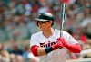 FILE - In this June 10, 2018, file photo, Minnesota Twins' Logan Morrison prepares to bat against the Los Angeles Angels in the fifth inning of a baseball game in Minneapolis. Morrison has agreed to a minor league contract for the New York Yankees, who sought another first base option with Greg Bird again on the injured list. If added to the 40-man roster, Morrison would get a one-year contract with a $1 million salary while in the major leagues. (AP Photo/Andy Clayton-King, File)