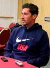 United States defender Omar Gonzalez speaks with reporters Tuesday, March 19, 2019, at U.S. soccer training camp in Davenport, Fla. Gonzalez is back with the U.S. national team for the first time since his own goal at Trinidad and Tobago in October 2017 helped cost the Americans a World Cup berth. (AP Photo/Ron Blum)