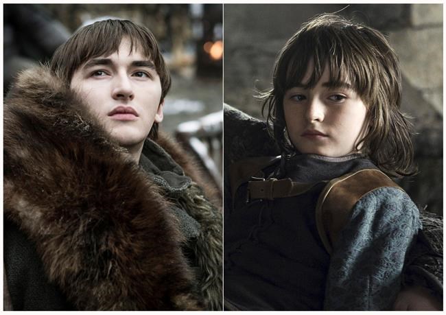This combination photo of images released by HBO shows Isaac Hempstead Wright portraying Bran Stark in
