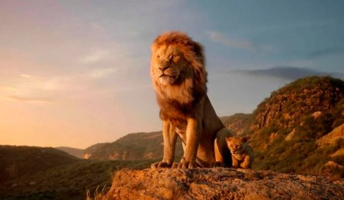 This image released by Disney shows characters, from left, Mufasa, voiced by James Earl Jones, and young Simba, voiced by JD McCrary, in a scene from 