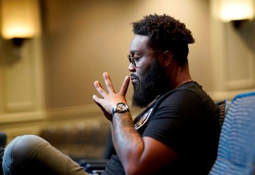 This July 5, 2019 photo shows Blanco Brown during a photo session in Nashville, Tenn. Brown, who is signed to a Nashville record label, has been mixing country and rap sounds for years. His song “The Git Up” has shot to No. 1 on Billboard’s Hot Country Songs chart in just five weeks. (Photo by Donn Jones/Invision/AP)