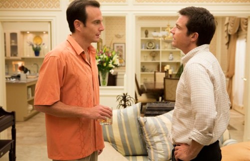 This undated publicity photo released by Netflix shows Will Arnett, left, and Jason Bateman in a scene from 
