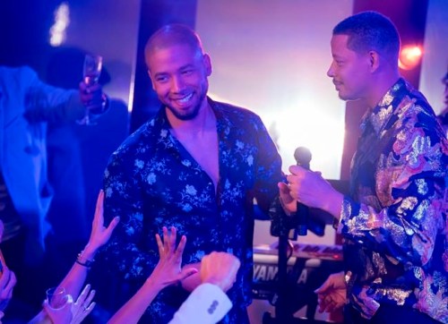 This image released by Fox shows Jussie Smollett, left, and Terrence Howard in a scene from the 