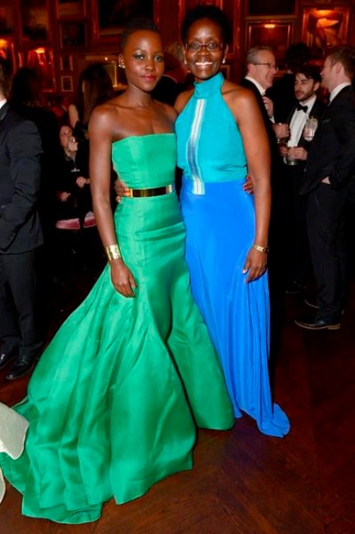 FILE - This Feb. 16, 2014, file photo shows actress Lupita Nyong'o, left, with her mother Dorothy at the EE British Academy Film Awards Entertainment One After Party in London. (Photo by Jon Furniss/Invision/AP, File)