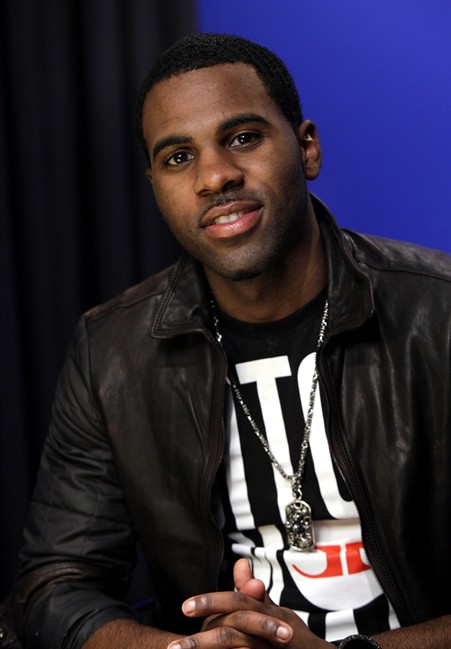 In this Sept. 28, 2011 photo, singer Jason Derulo poses for photos in New York. Derulo's latest release “Future History” includes collaborations with RedOne, The-Dream, Claude Kelly and DJ Frank E. It debuted at No. 29 on the Billboard charts last month. (AP Photo/Richard Drew)