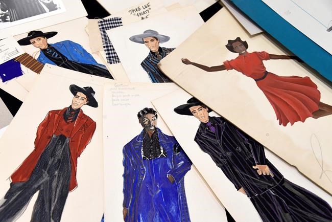 This Jan. 15, 2019 photo shows renderings of fashions created by Oscar nominated costume designer Ruth E. Carter from Spike Lee's 1992 film