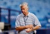 FILE - This March 30, 2018, file photo shows Dave Dombrowski, President of Baseball Operations for the Boston Red Sox, before a baseball game between the Tampa Bay Rays and the Red Sox in St. Petersburg, Fla. The Red Sox have parted ways with Dombrowski. Red Sox spokesman Kevin Gregg made the announcement Sunday night, Sept. 8, 2019, shortly after the New York Yankees beat Boston 10-5. (AP Photo/Chris O'Meara, File)
