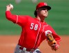 FILE - In this Sept. 16, 2018, file photo, Cincinnati Reds' Luis Castillo pitches against the Chicago Cubs during the first inning of a baseball game in Chicago. Castillo has been picked to start on opening day for the Cincinnati Reds. Rookie manager David Bell made the announcement Tuesday, March 19, 2019, saying Castillo will get the ball March 28 at home against the Pittsburgh Pirates. (AP Photo/Jim Young, File)