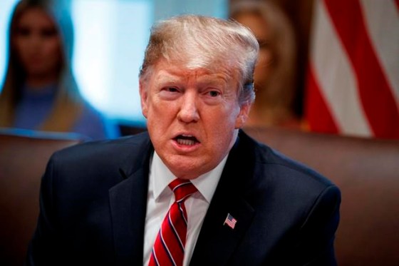 FILE - In this Tuesday, Feb. 12, 2019, file photo, President Donald Trump speaks during a cabinet meeting at the White House in Washington. The Senate resoundingly approved a border security compromise Thursday that ignores most of President Donald Trump's demands for building a wall with Mexico but would prevent a new government shutdown. (AP Photo/Evan Vucci, File)