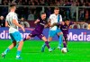 Lazio's midfielder Sergej Milinkovic-Savic, center, vies for the ball against Fiorentina's midfielder Franck Ribery, left, and defender Dalbert during the Italian Serie A soccer match between ACF Fiorentina and SS Lazio at the Artemio Franchi stadium in Florence, Italy, Sunday, Oct. 27, 2019. (Claudio Giovannini/ANSA via AP)