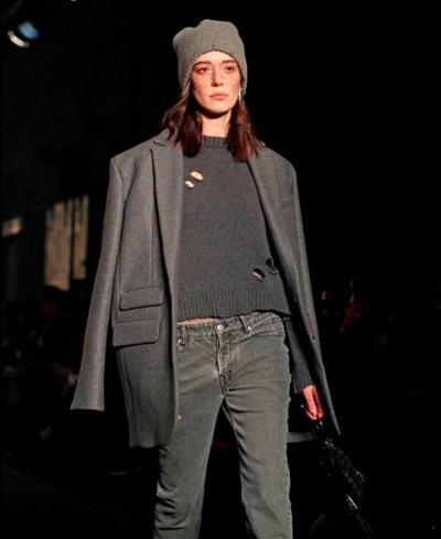The latest fashion creation from Zadig & Voltaire is modeled during Fashion Week, Monday, Feb. 11, 2019, in New York. (AP Photo/Kathy Willens)
