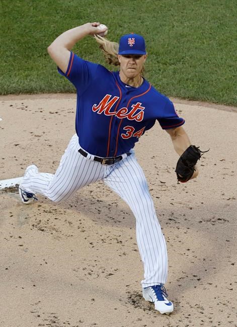 New York Mets starting pitcher Noah Syndergaard delivers during the first inning of a baseball game against the Detroit Tigers, Friday, May 24, 2019, in New York. (AP Photo/Kathy Willens)