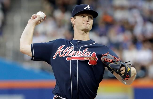 Atlanta Braves' Mike Soroka delivers a pitch during the first inning of a baseball game against the New York Mets, Friday, June 28, 2019, in New York. (AP Photo/Frank Franklin II)
